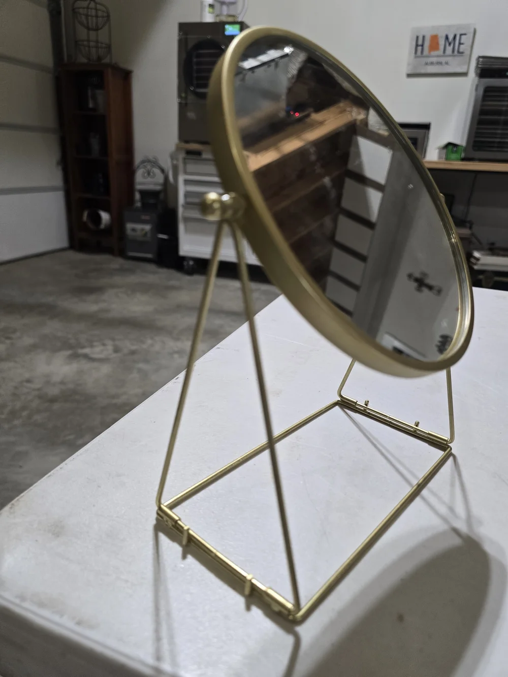 Gold Oval Freestanding Vanity Mirror